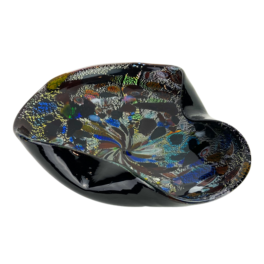 Murano Black Cosmic Glass Catchall/Ashtray #O786