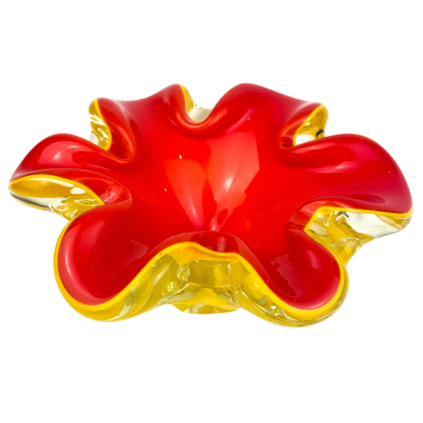 Murano Red + Yellow Floriform Glass Vase #O768