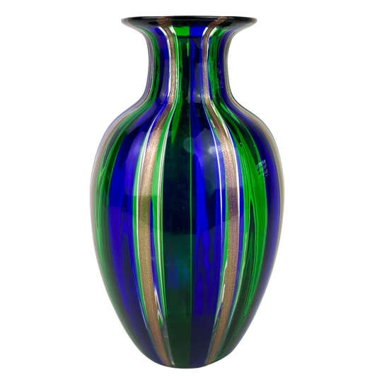 Vintage Murano Ribboned Glass Vase by La Fornasotta #O798