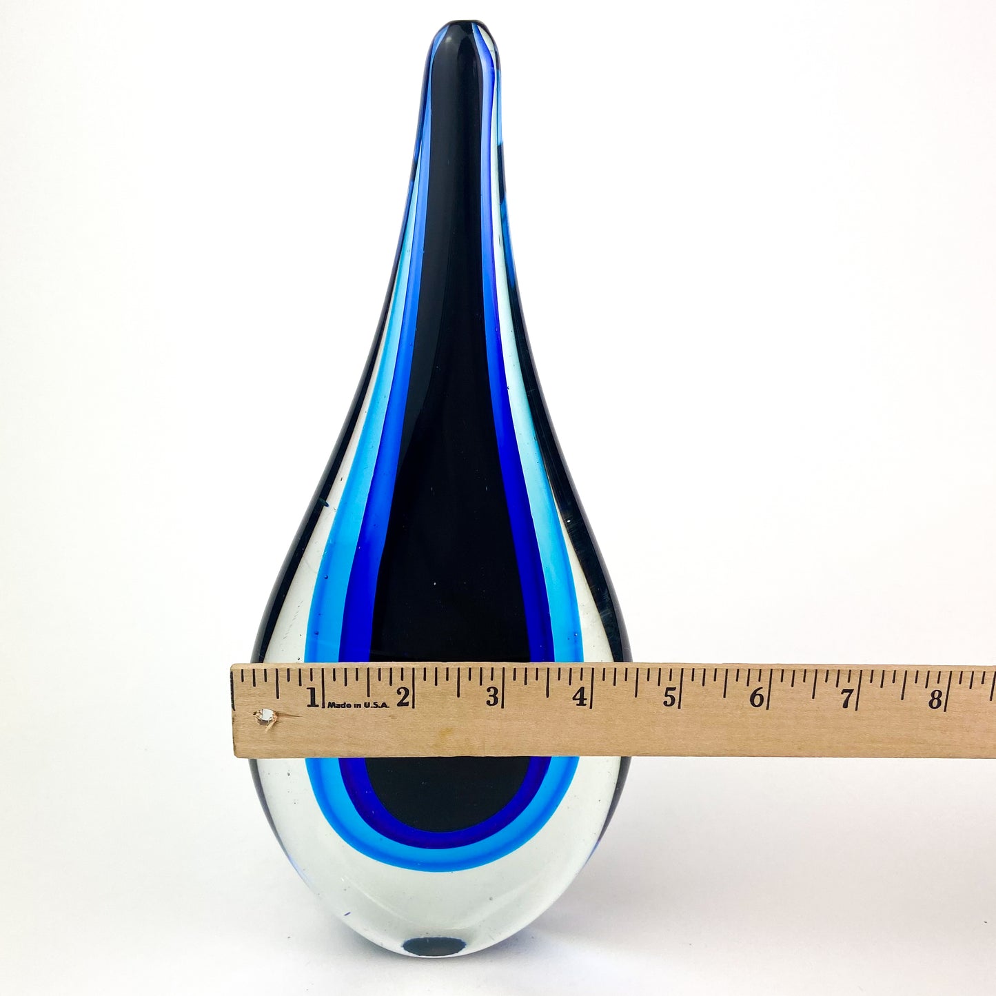 Murano Blue Triple Sommerso Teardrop Glass Sculpture/Paperweight #O764
