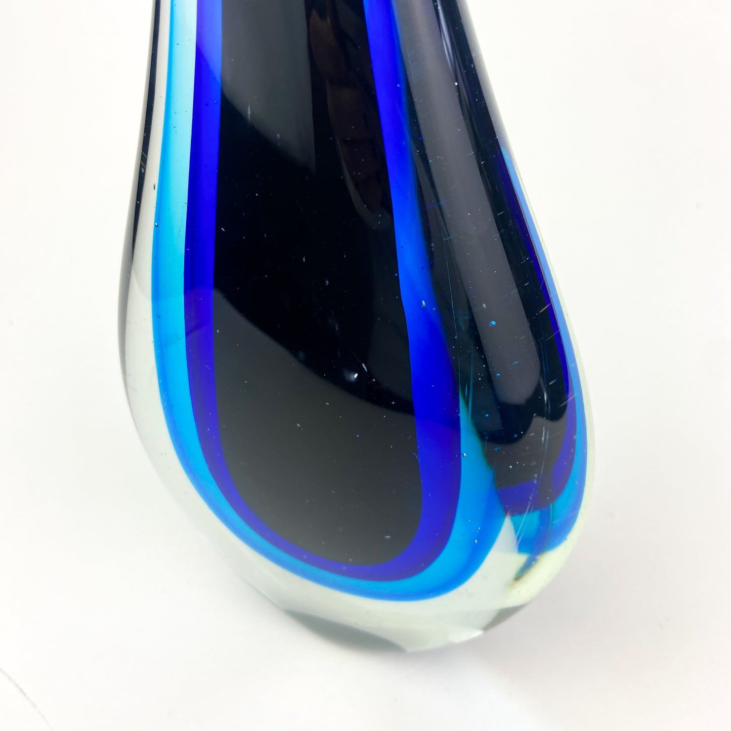 Murano Blue Triple Sommerso Teardrop Glass Sculpture/Paperweight #O764