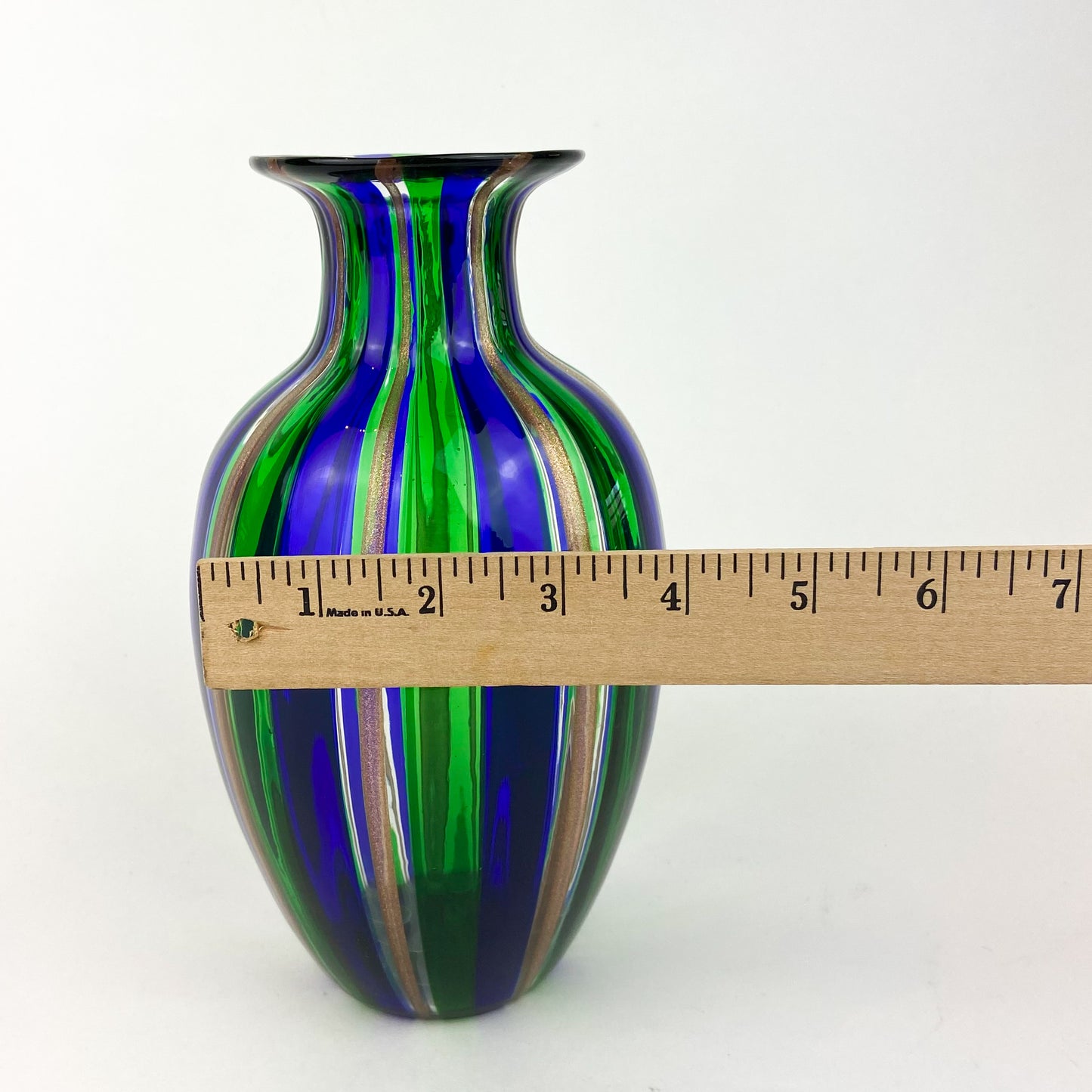 Vintage Murano Ribboned Glass Vase by La Fornasotta #O798