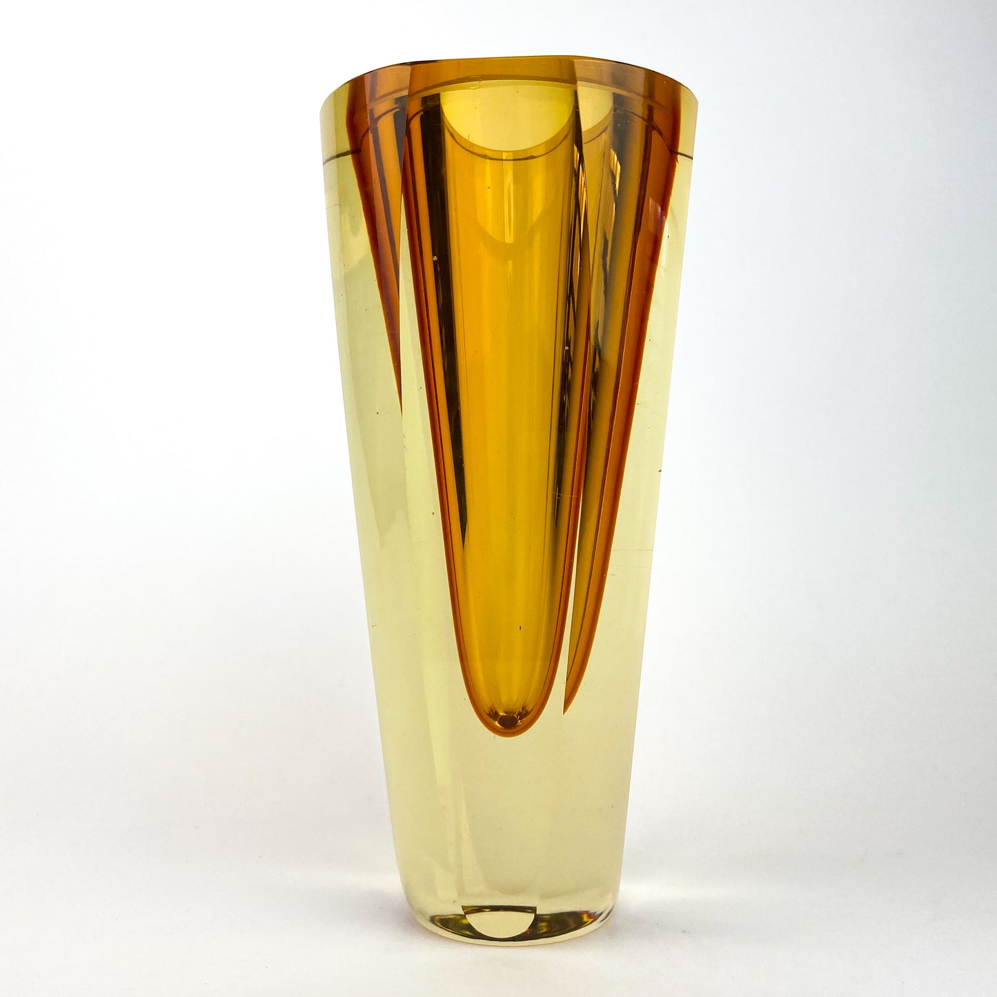 Murano Amber Sommerso Heavy Glass Vase #O806