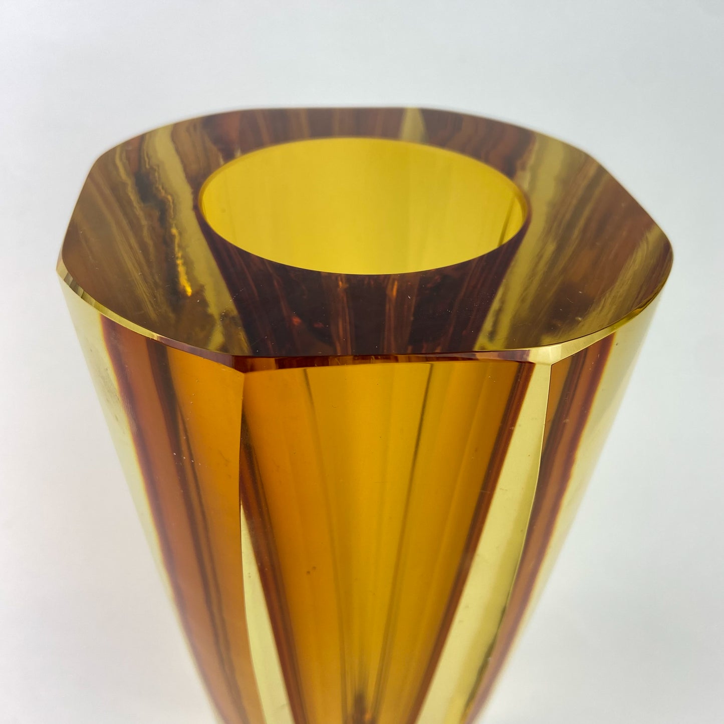 Murano Amber Sommerso Heavy Glass Vase #O806