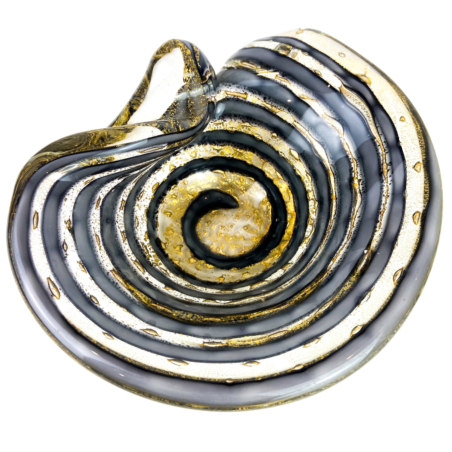 Murano Gold Fleck + Smoke 'Zebrati' Glass Catchall/Ashtray #O625