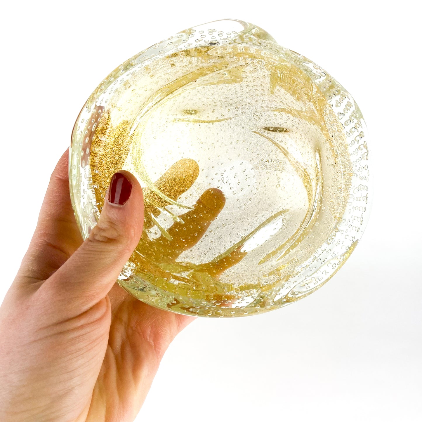 Barovier & Toso Gold Bullicante Glass Catchall/Ashtray #O626