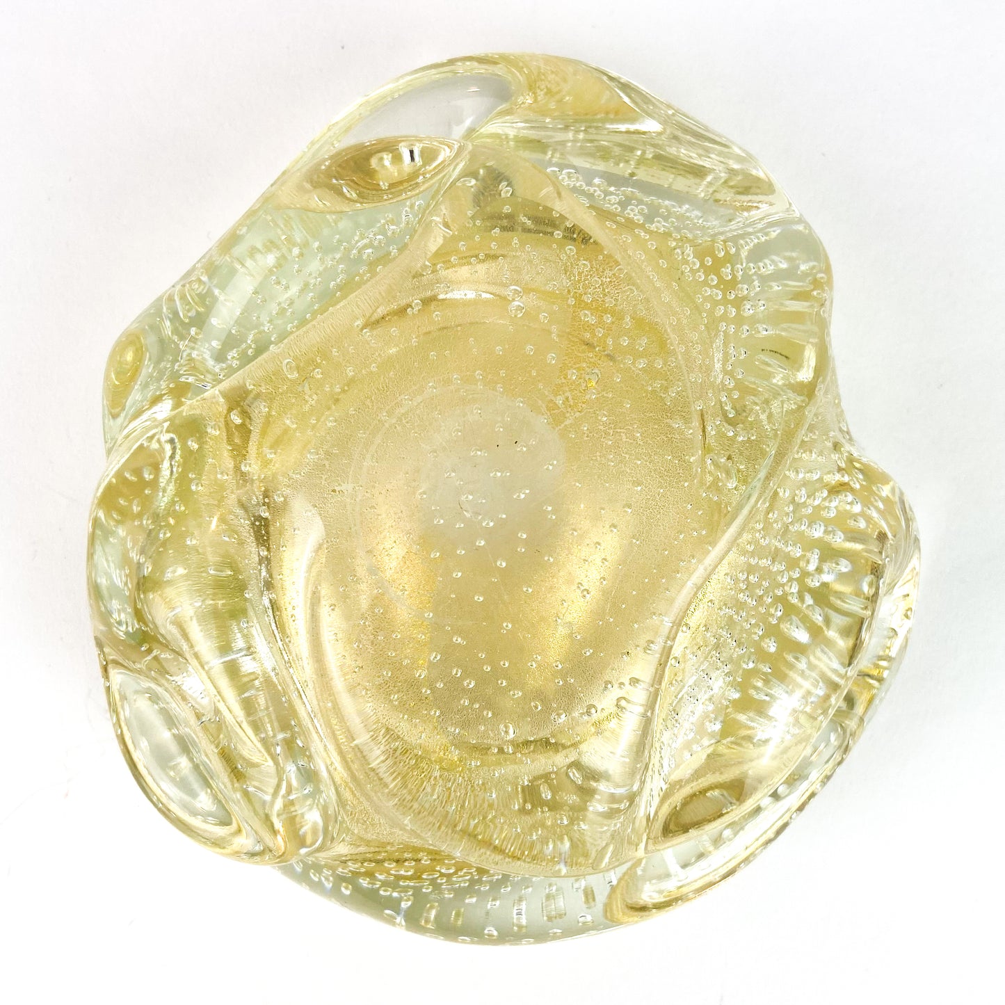 Barovier & Toso Gold Bullicante Glass Catchall/Ashtray #O626
