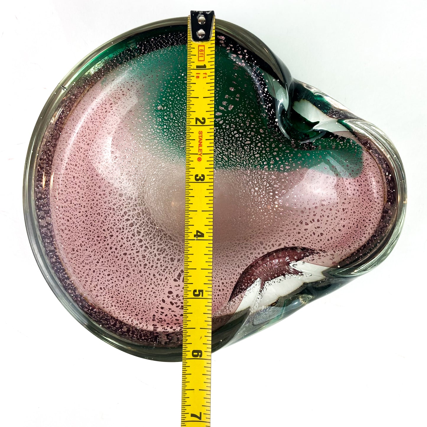 Murano Amethyst + Green + Silver Fleck Glass Catchall/Ashtray #O629