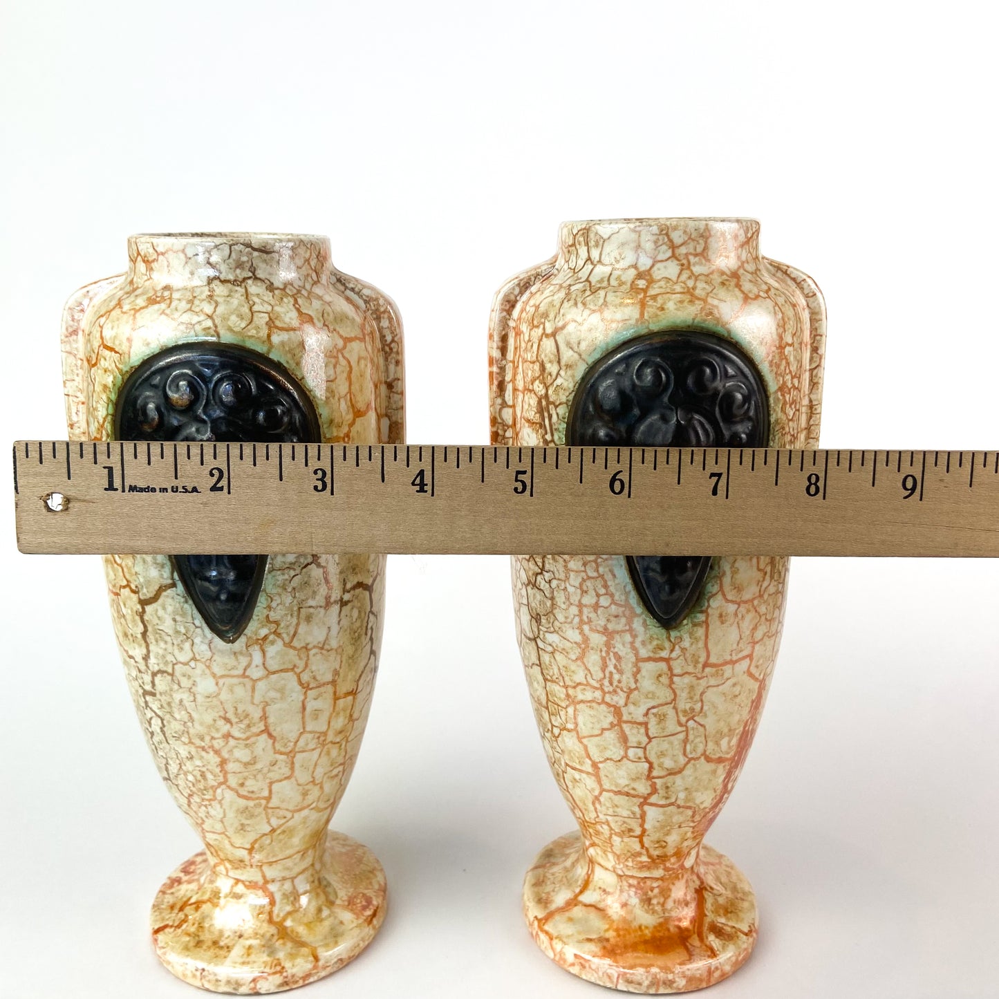 Antique Czech Art Deco Ceramic 'Alienware' Vases #O1329