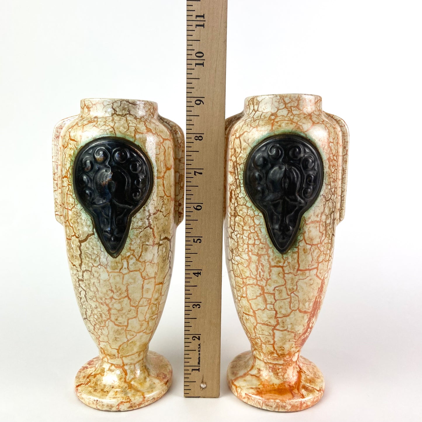 Antique Czech Art Deco Ceramic 'Alienware' Vases #O1329