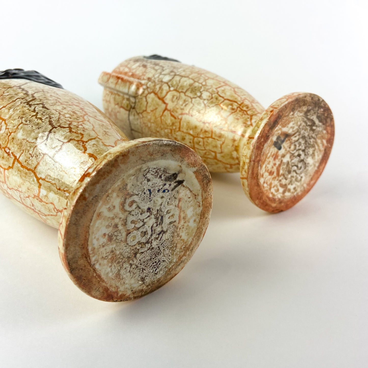 Antique Czech Art Deco Ceramic 'Alienware' Vases #O1329