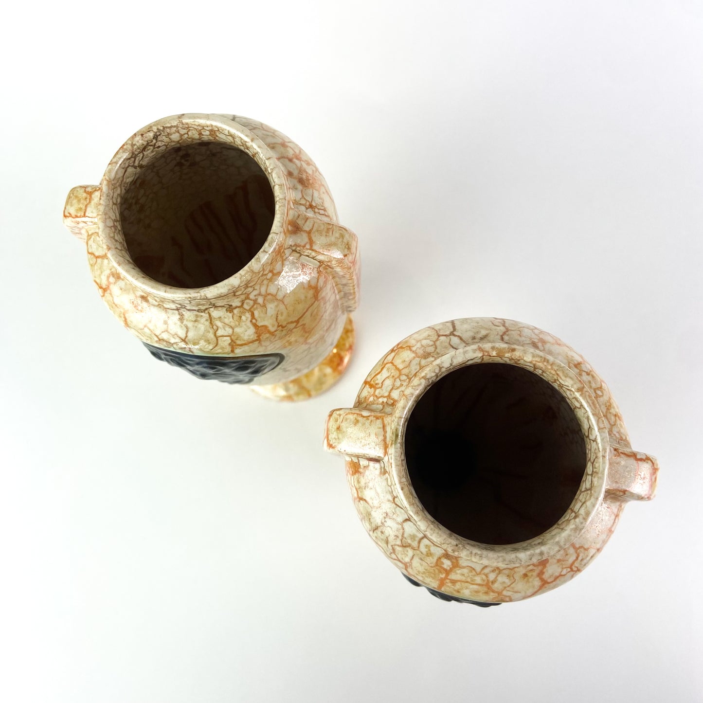Antique Czech Art Deco Ceramic 'Alienware' Vases #O1329