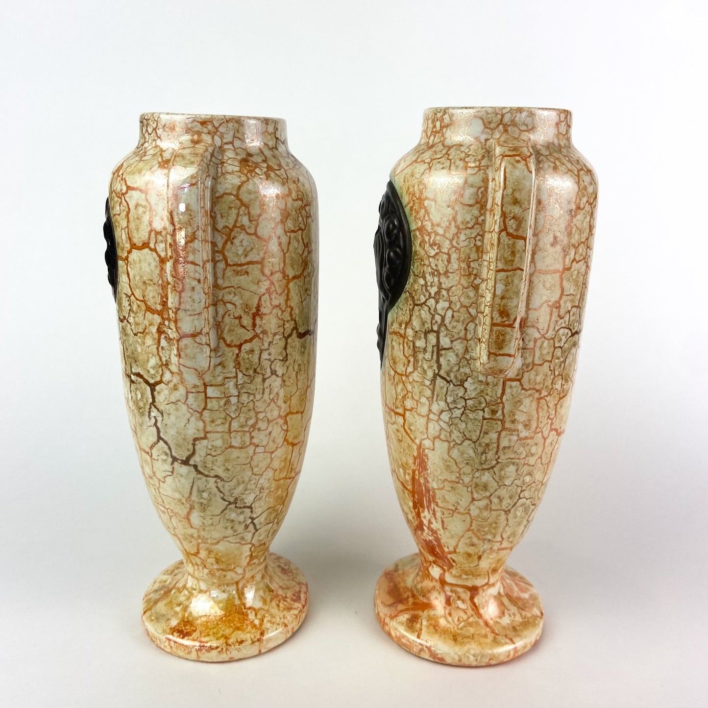 Antique Czech Art Deco Ceramic 'Alienware' Vases #O1329