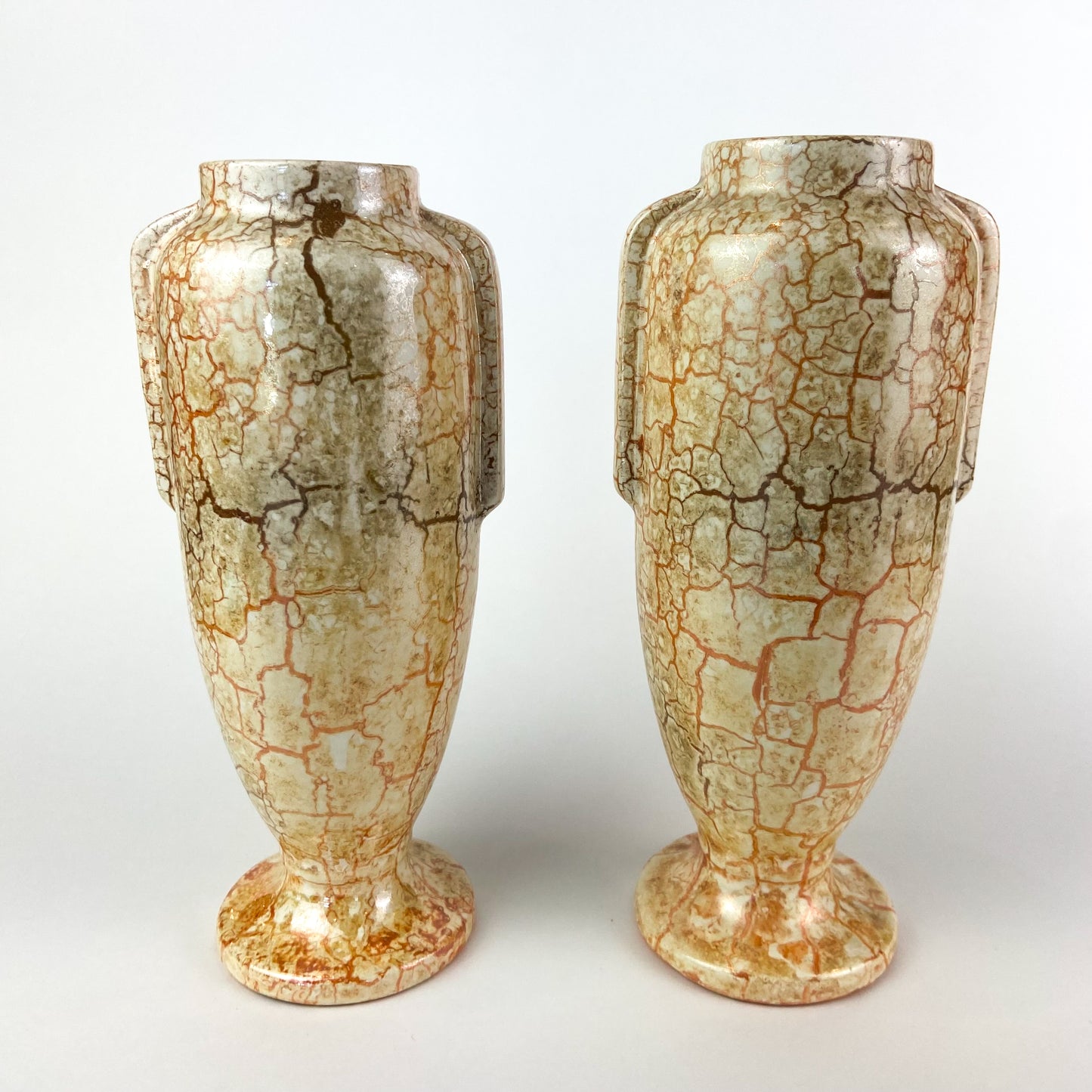 Antique Czech Art Deco Ceramic 'Alienware' Vases #O1329
