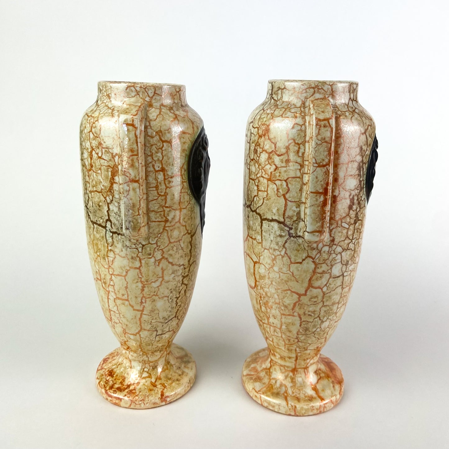 Antique Czech Art Deco Ceramic 'Alienware' Vases #O1329