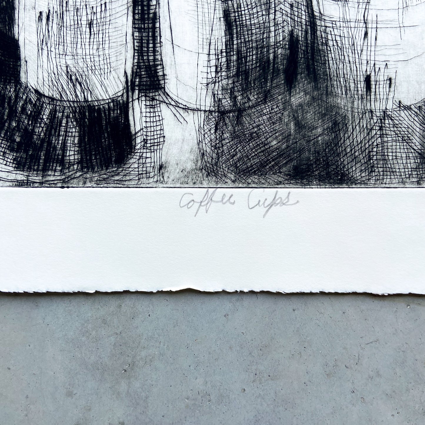Coffee Cups (1990s) Etching by Donald Kelley #P1855C - 22" x 30"