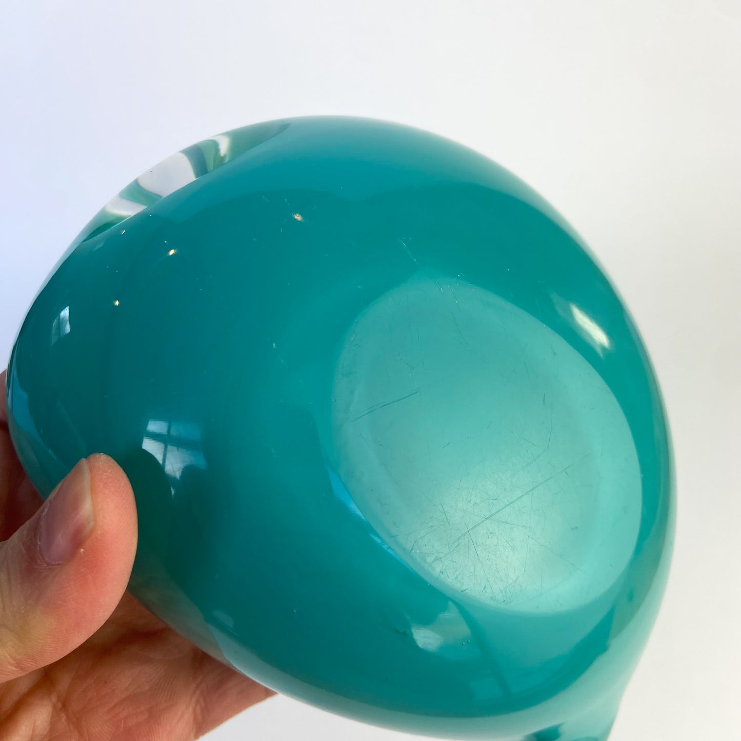 Murano Turquoise + Cream Freeform Glass Catchall/Ashtray #O1336
