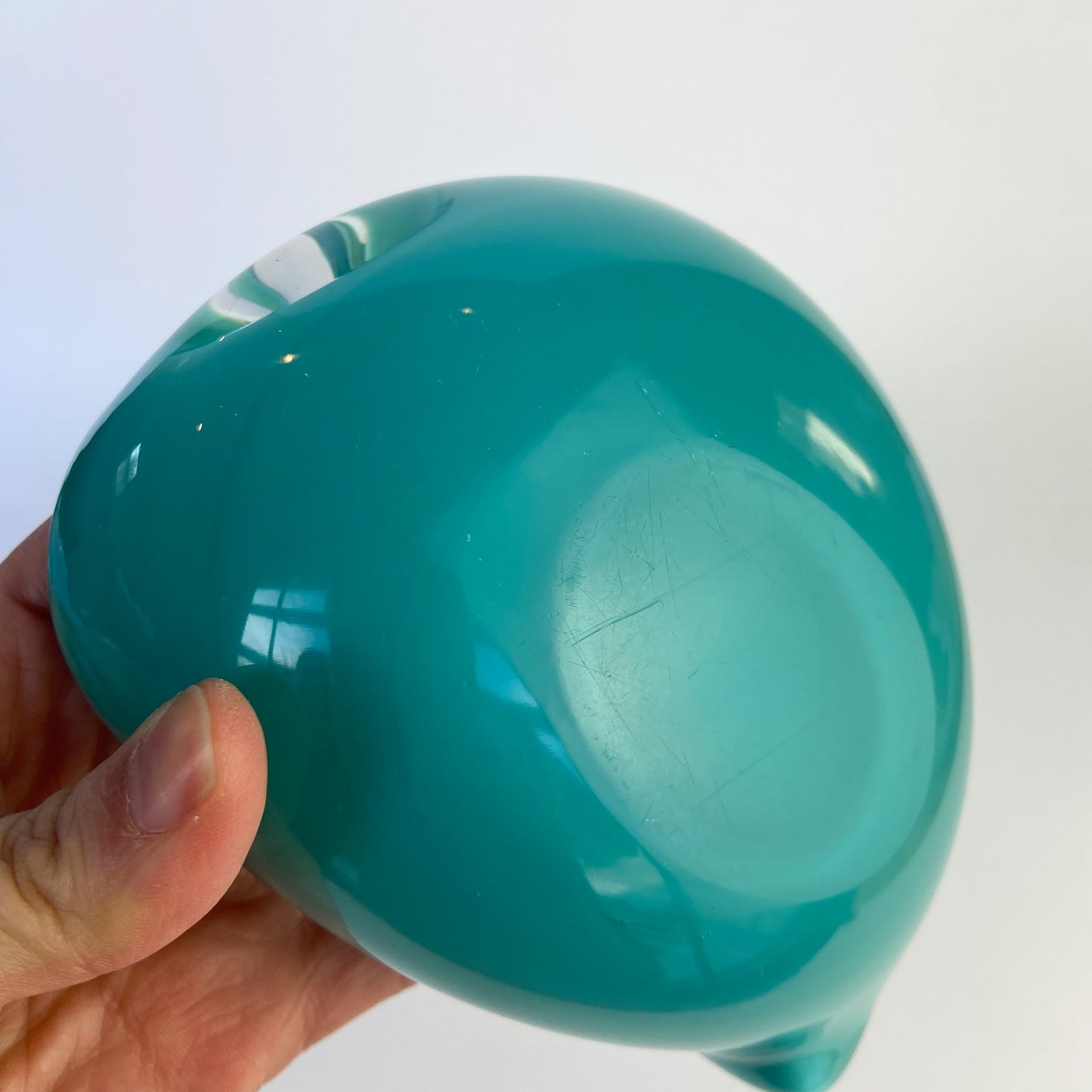 Murano Turquoise + Cream Freeform Glass Catchall/Ashtray #O1336