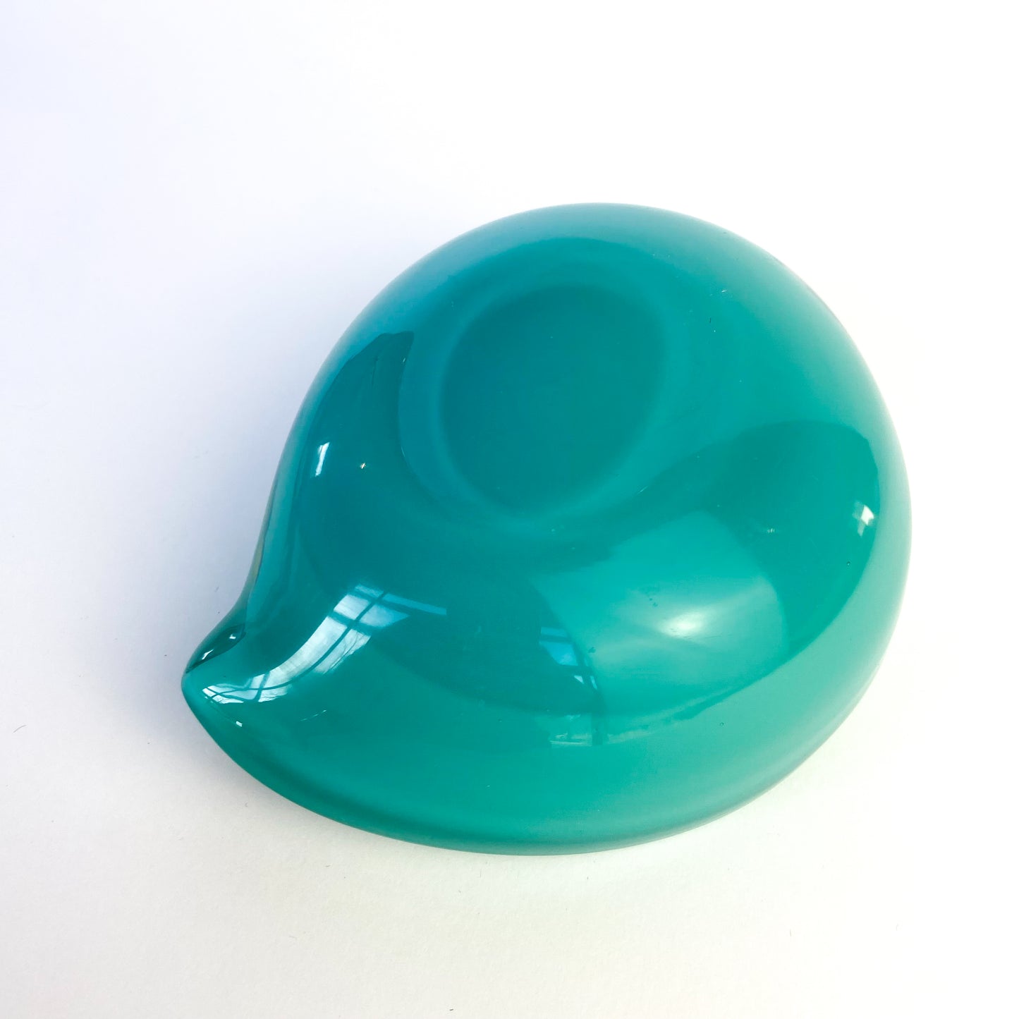 Murano Turquoise + Cream Freeform Glass Catchall/Ashtray #O1336