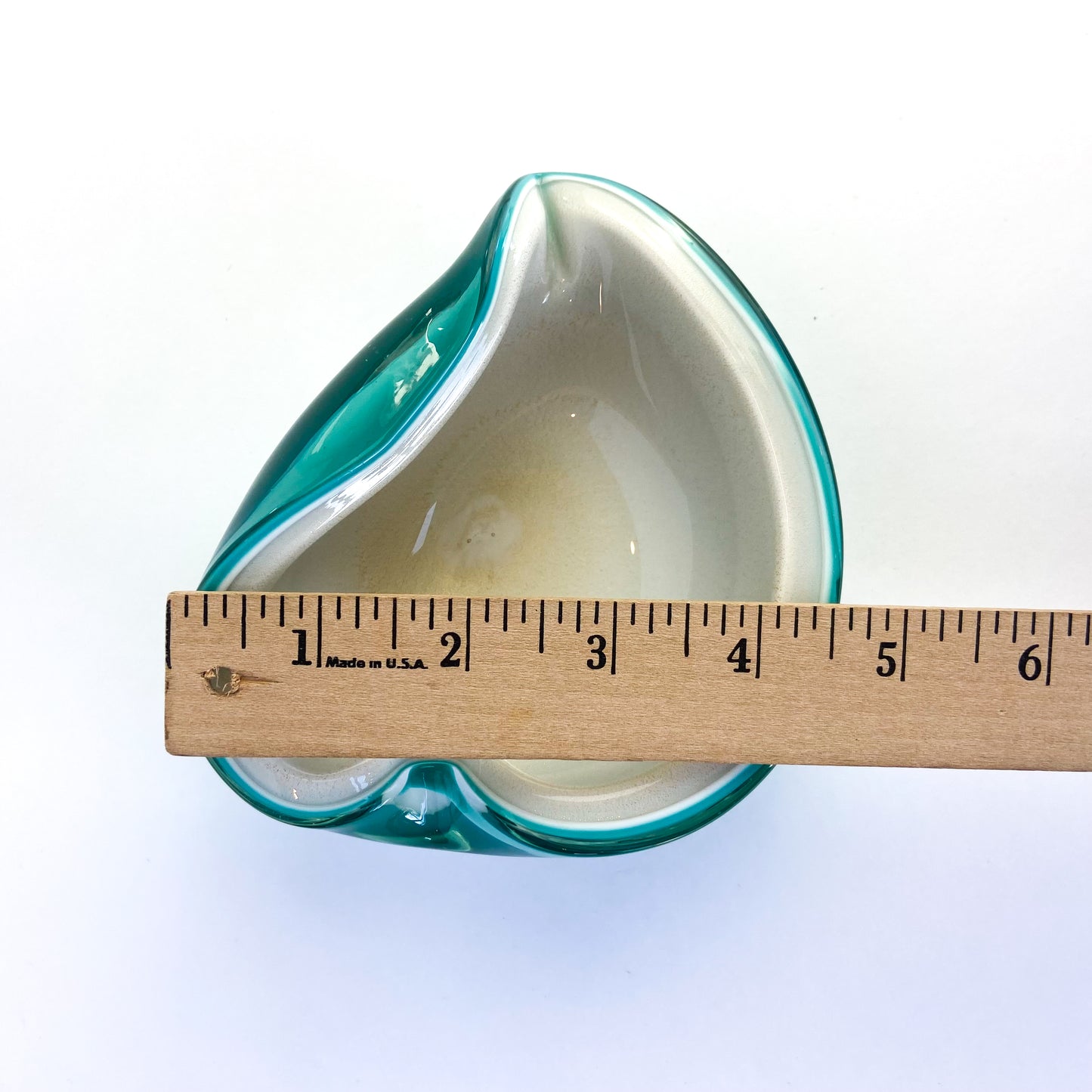 Murano Turquoise + Cream Freeform Glass Catchall/Ashtray #O1336