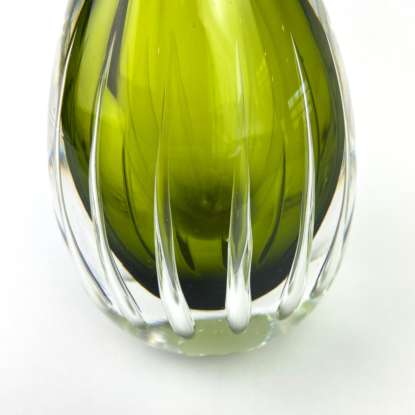 Moss Green Signed Art Glass Bud Vase #O795