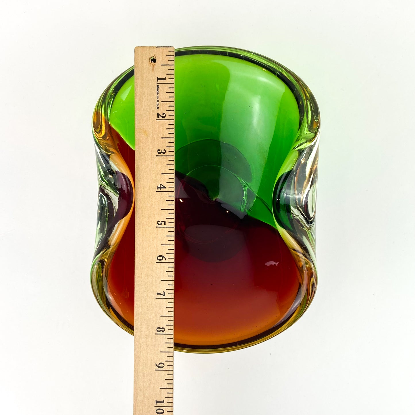 Murano Crimson + Green Pedestal Glass Catchall/Ashtray #O785