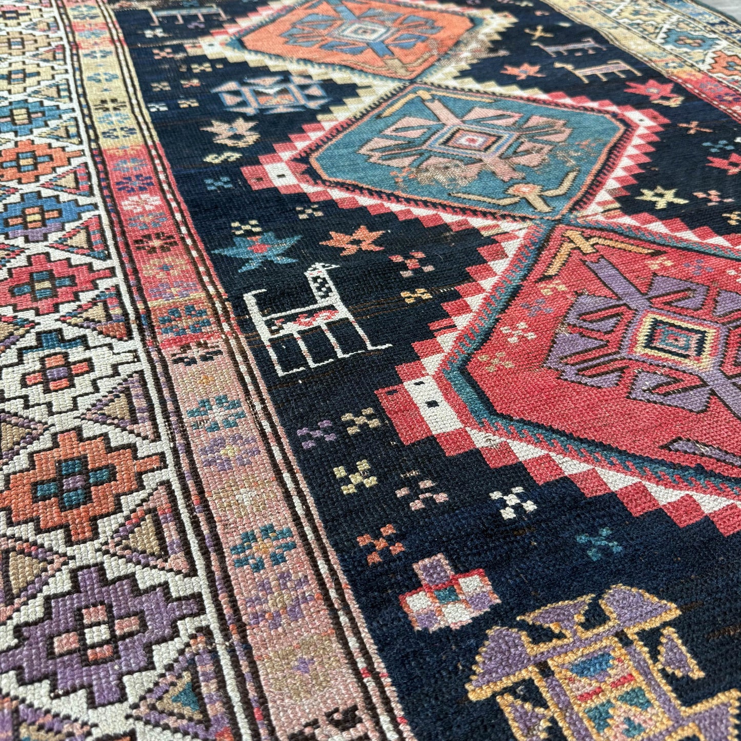 Antique Kazak Runner #R1334 - 3'9" x 8'4"