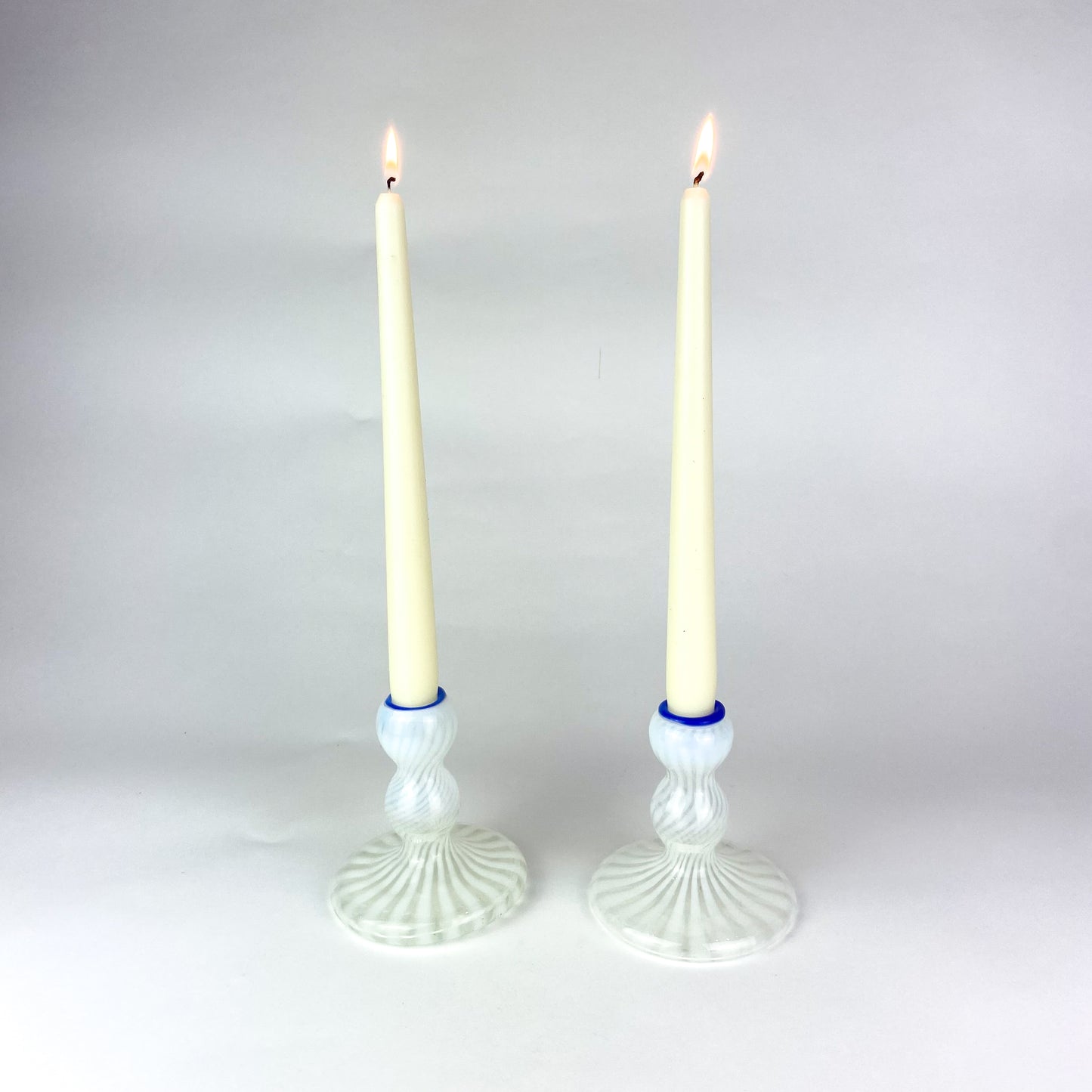 Fenton Opalescent Swirl Glass Candlesticks #O723