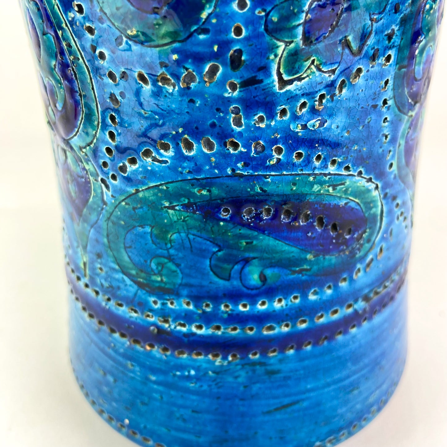 Large Bitossi Rimini Blue Liberty Paisley Ceramic Vase #O695