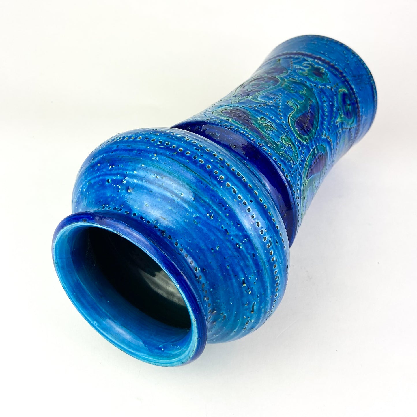 Large Bitossi Rimini Blue Liberty Paisley Ceramic Vase #O695