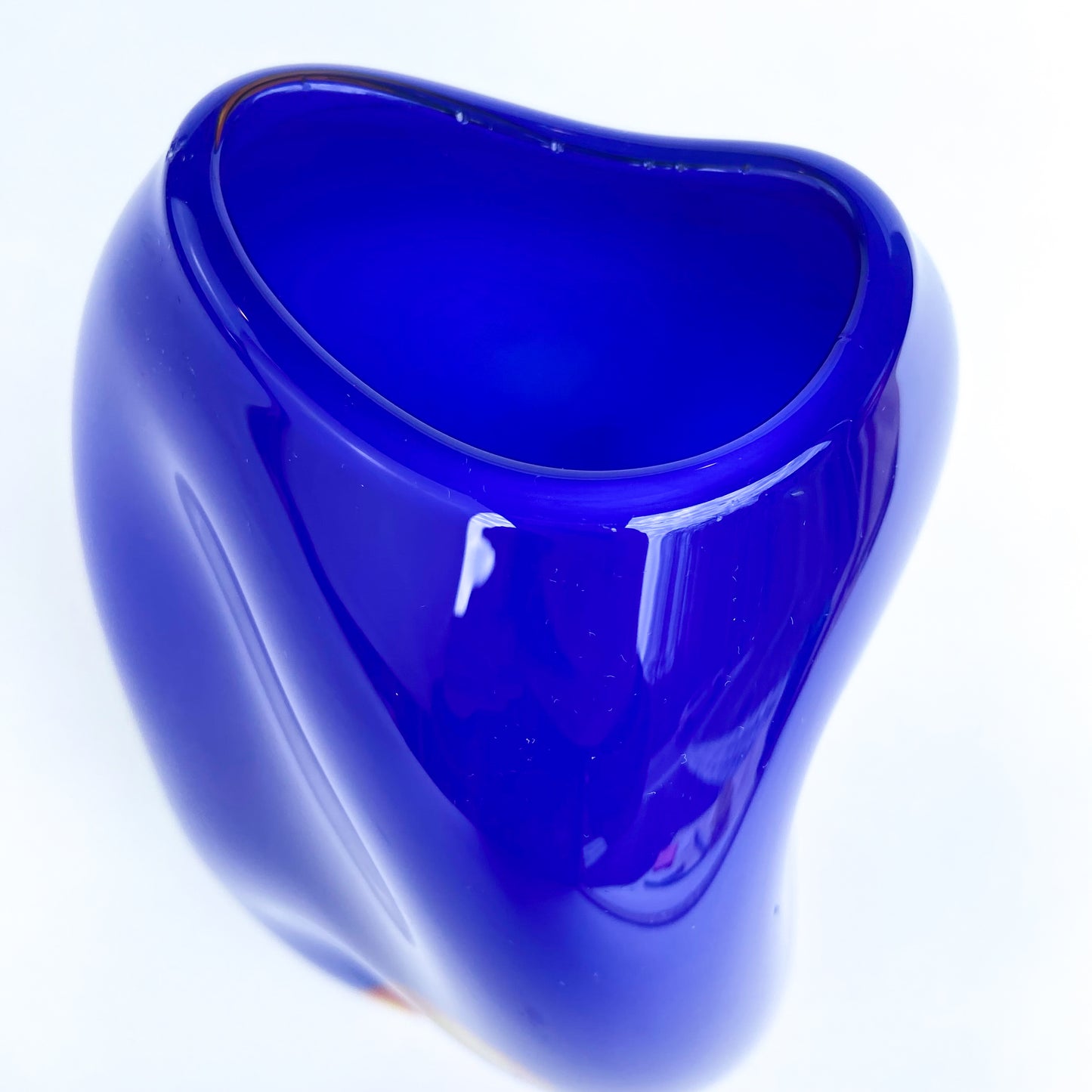 Cobalt Warped Studio Art Glass Vase #O823