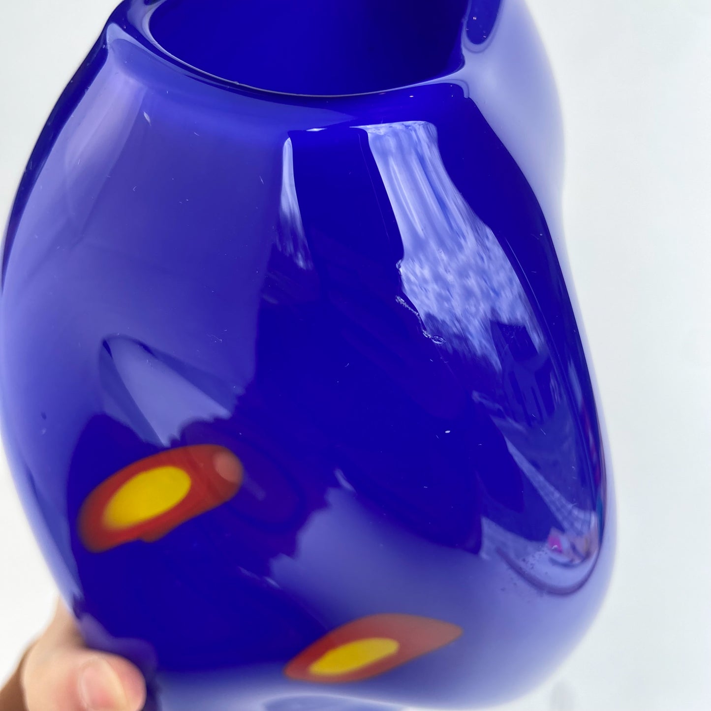 Cobalt Warped Studio Art Glass Vase #O823