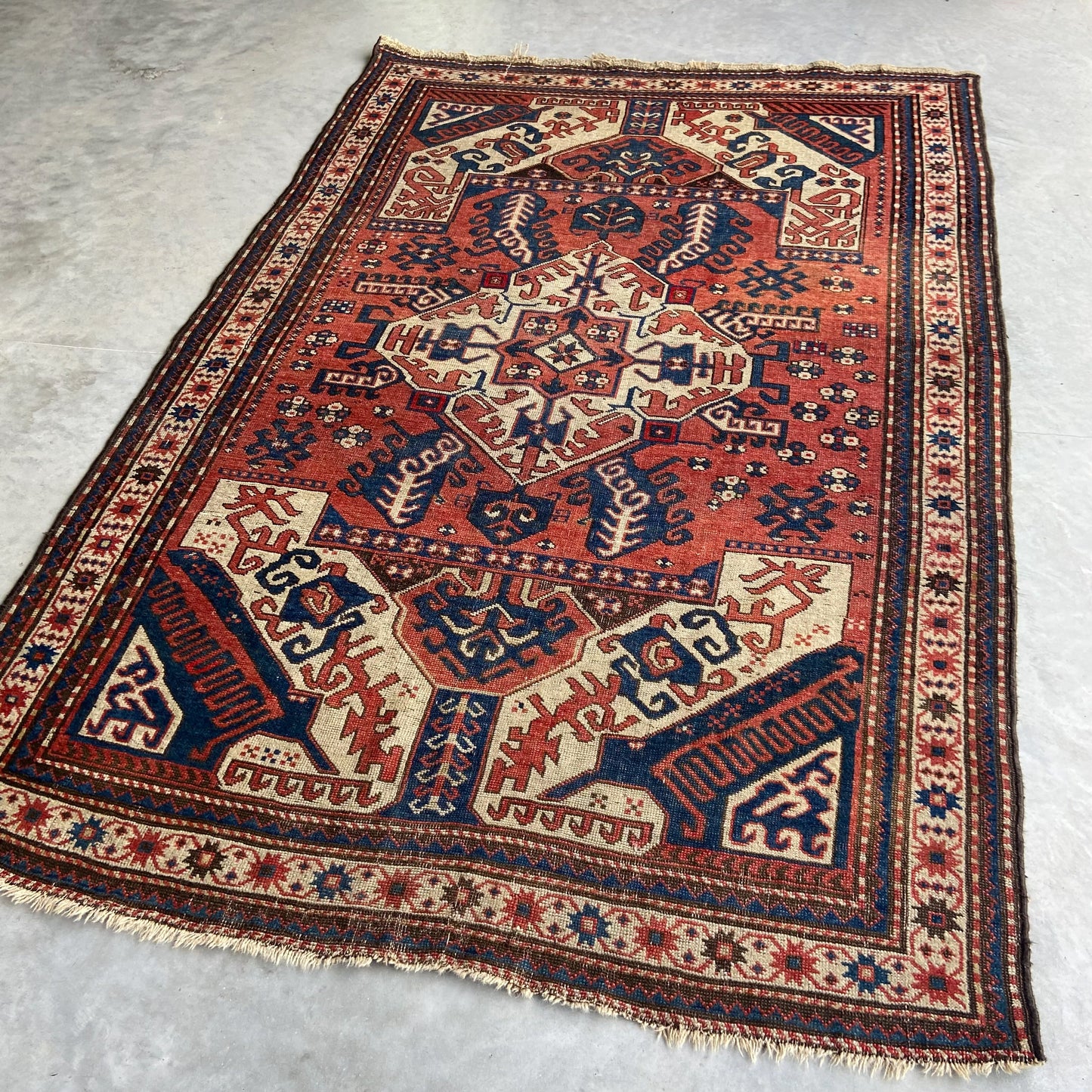 Antique Karabagh Accent Rug #R1235 - 4'8" x 7'3"