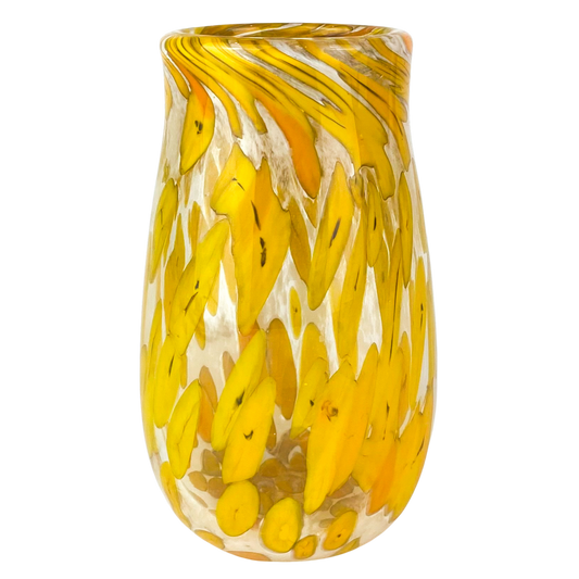 Yellow Speckled Studio Art Glass Vase #O724