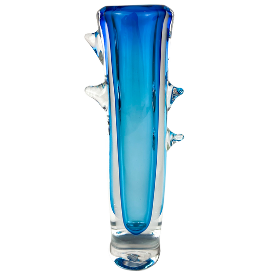 Czech Aqua Sommerso Art Glass Vase #O718