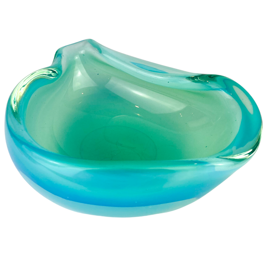 Murano Aqua + Turquoise Glass Catchall/Ashtray #O607