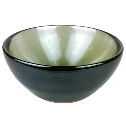 Murano Olive Green + Amber Iridescent Glass Bowl #O574