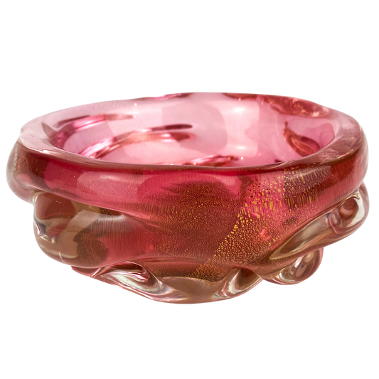 Murano Pink + Gold Freeform Glass Catchall/Ashtray #O648