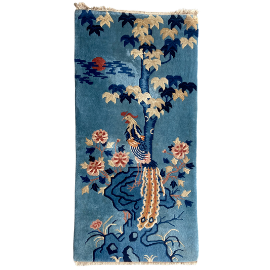 Antique Chinese Deco Pictorial Accent Rug #R830 - 2'6" x 5'3