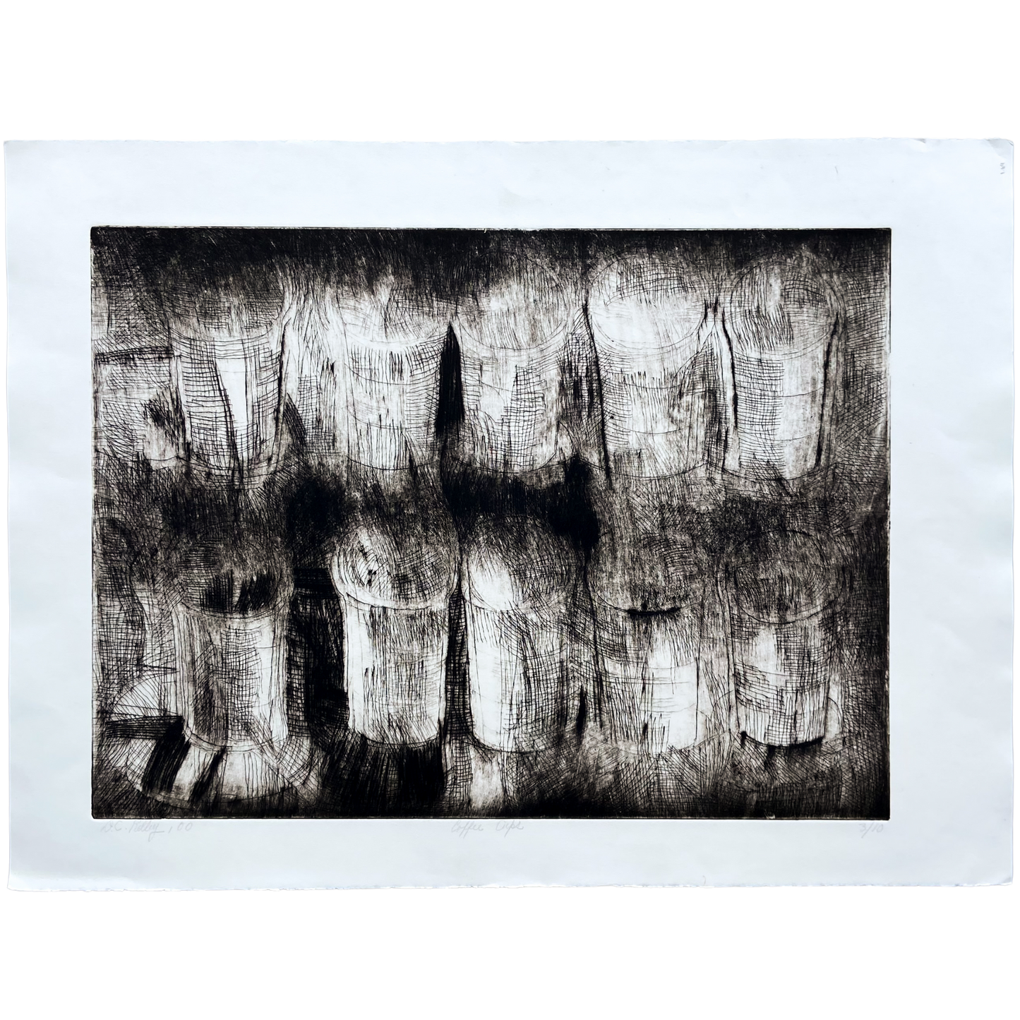 Coffee Cups (2000) Etching by Donald Kelley #P1855B - 22" x 30"