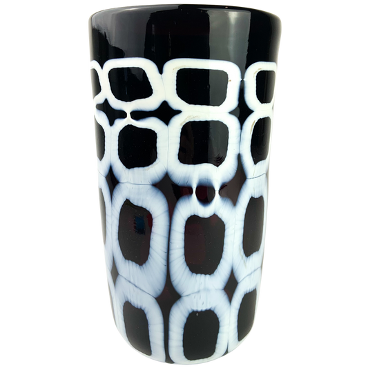 Signed Formentello Murano Amethyst + White Glass Vase  #O603