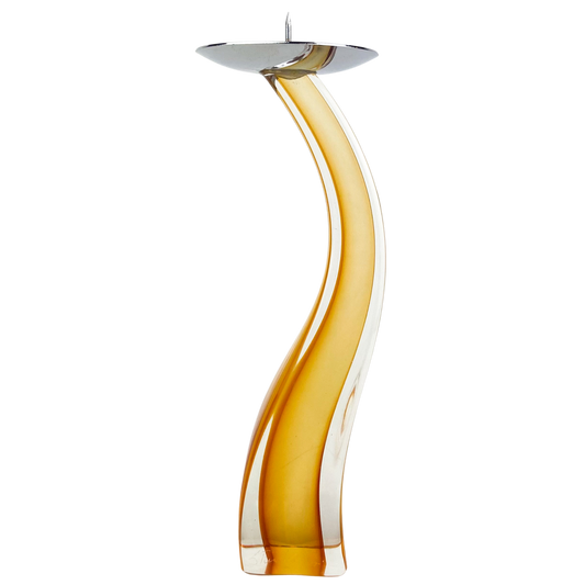 Murano Amber Glass Candlestick by Guiliano Tosi #O780