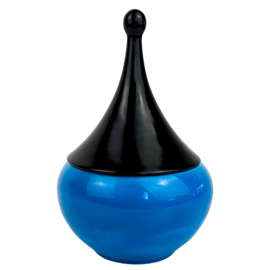 Post Modern Blue + Black Porcelain Jar #O802