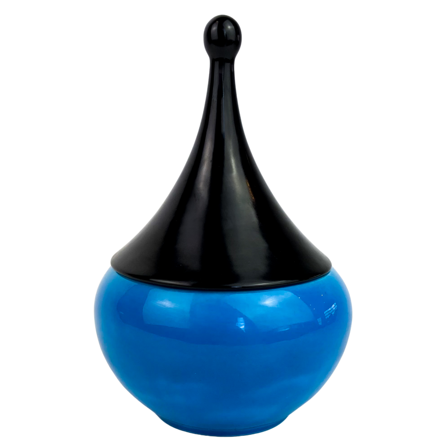 Post Modern Blue + Black Porcelain Jar #O802