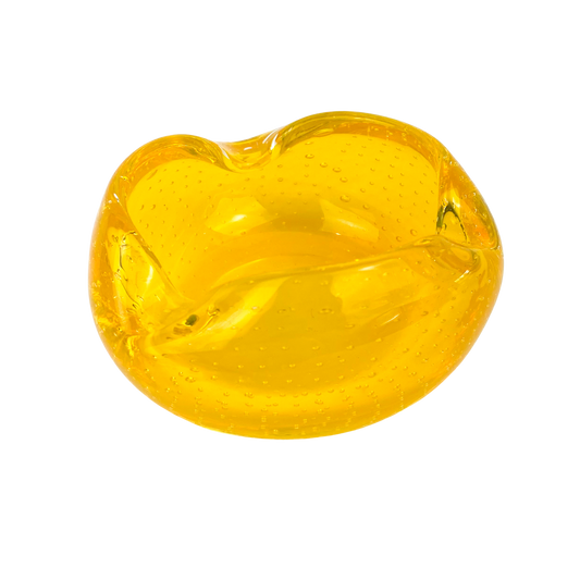 Yellow Bullicante Freeform Glass Catchall/Ashtray #O808
