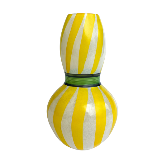 Yellow Hand Painted Kosta Boda Glass Vase #O819