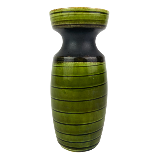 Kilrush Pottery Shamrock Green + Black Vase #O838