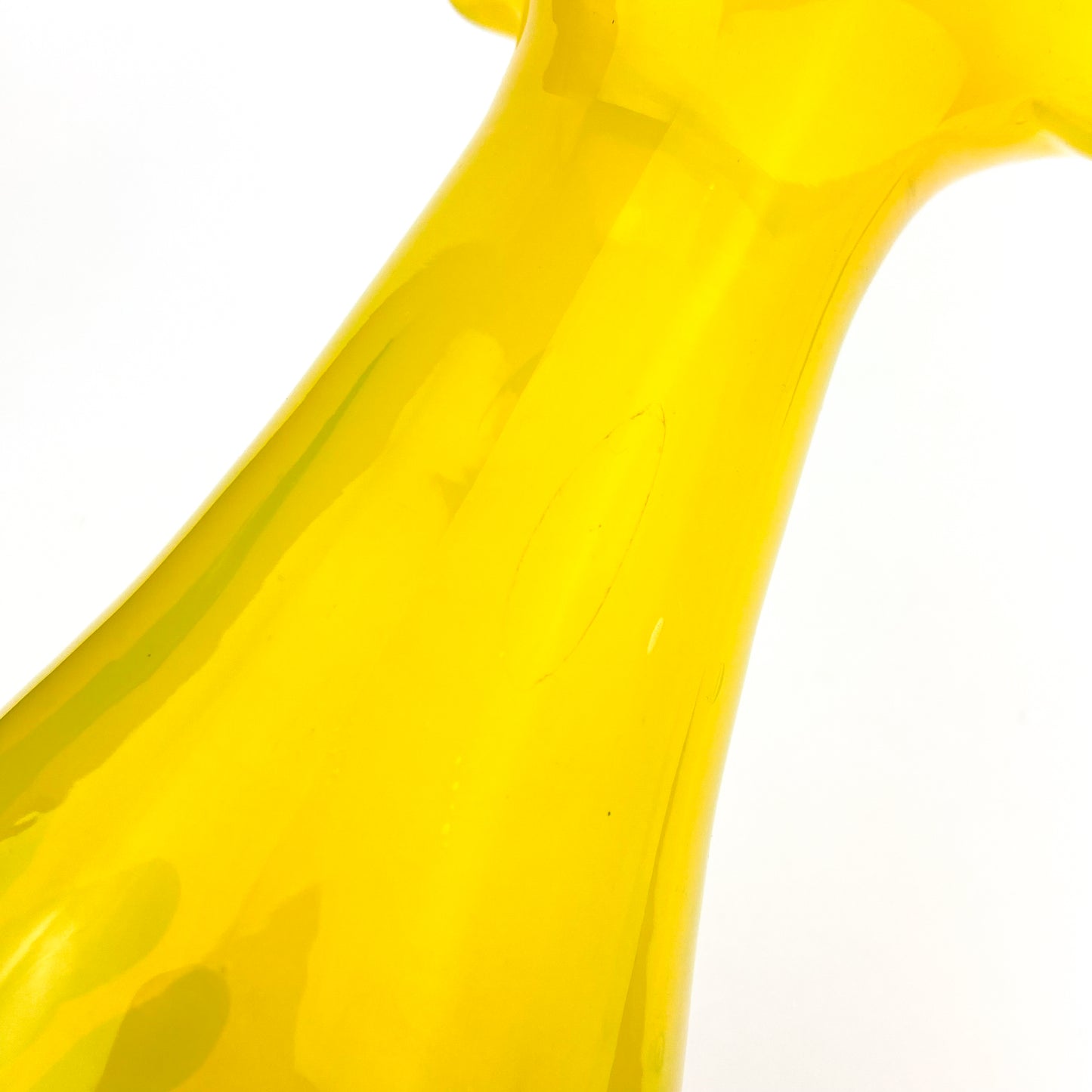 Yellow Fluted Studio Art Glass Vase #O782