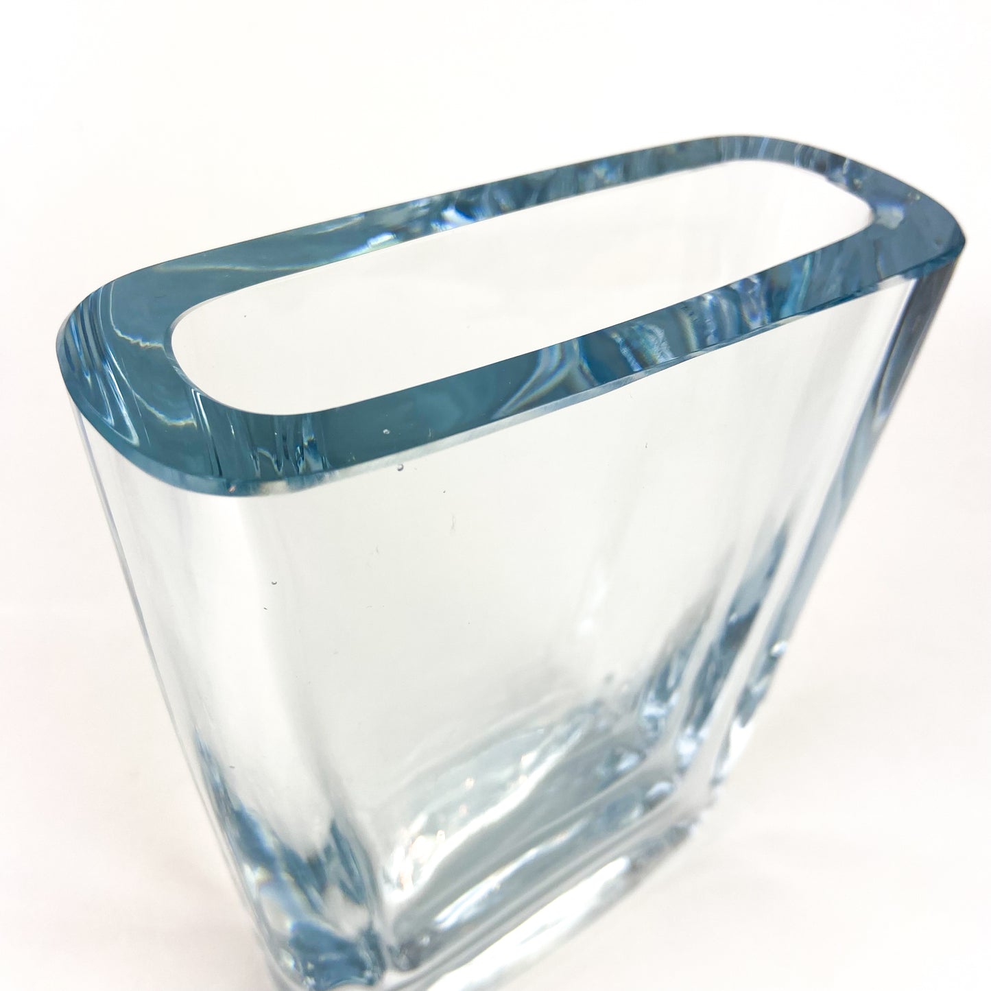 Swedish Powder Blue Heavy Crystal Vase #O1037