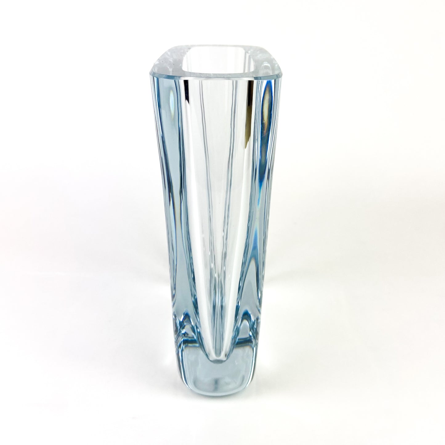 Swedish Powder Blue Heavy Crystal Vase #O1037